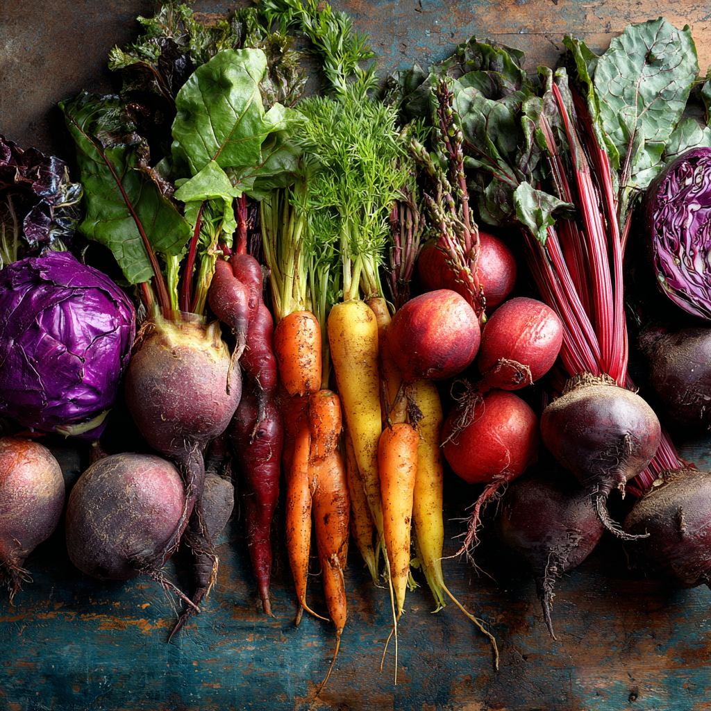 Натуральні продукти та свіжі овочі у класичному стилі